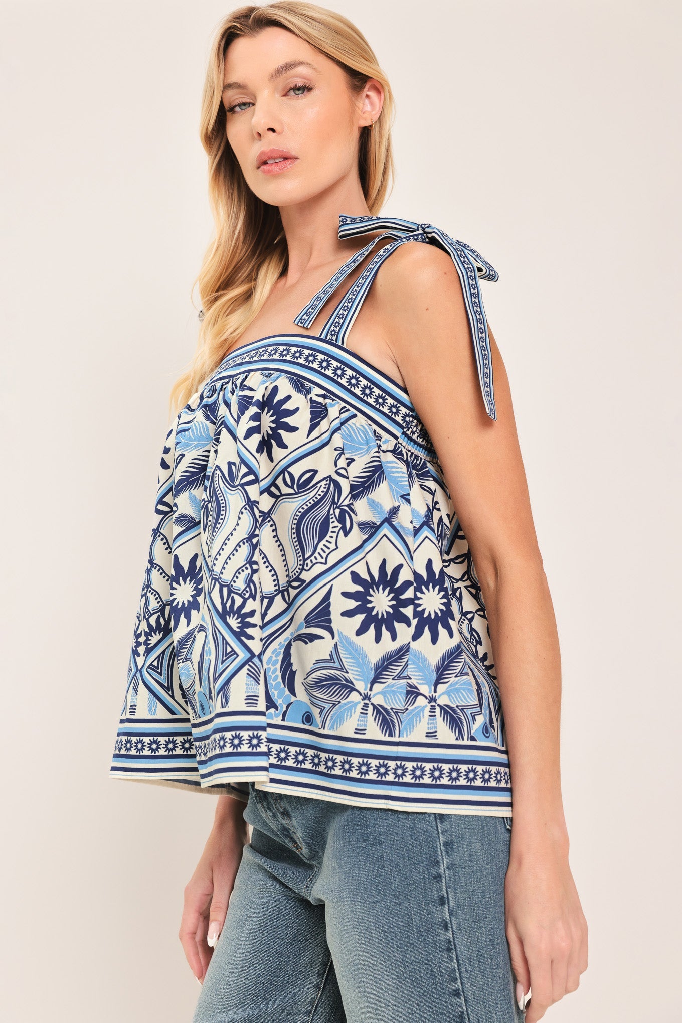 CAPRI COAST TIE-STRAP WOVEN TOP - Glamourous Grace