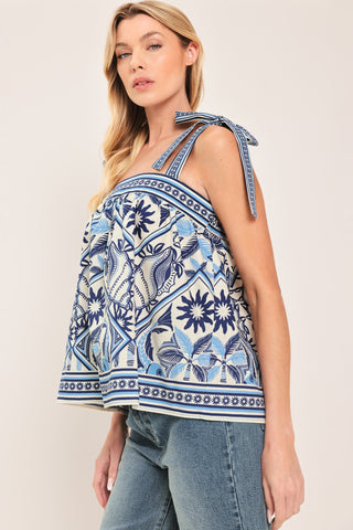 CAPRI COAST TIE-STRAP WOVEN TOP - Glamourous Grace