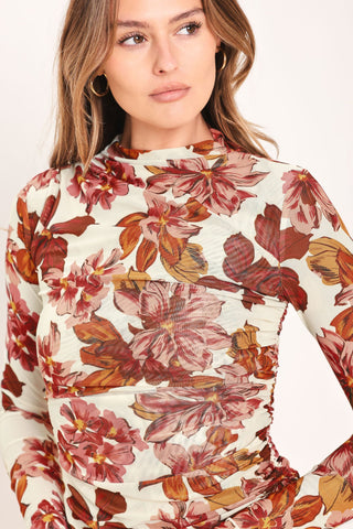 SEASONAL BLOSSOM WOVEN MESH TOP - Glamourous Grace