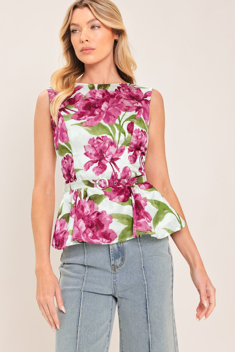 ROMANTIC ROSE PEPLUM WOVEN TOP - Glamourous Grace