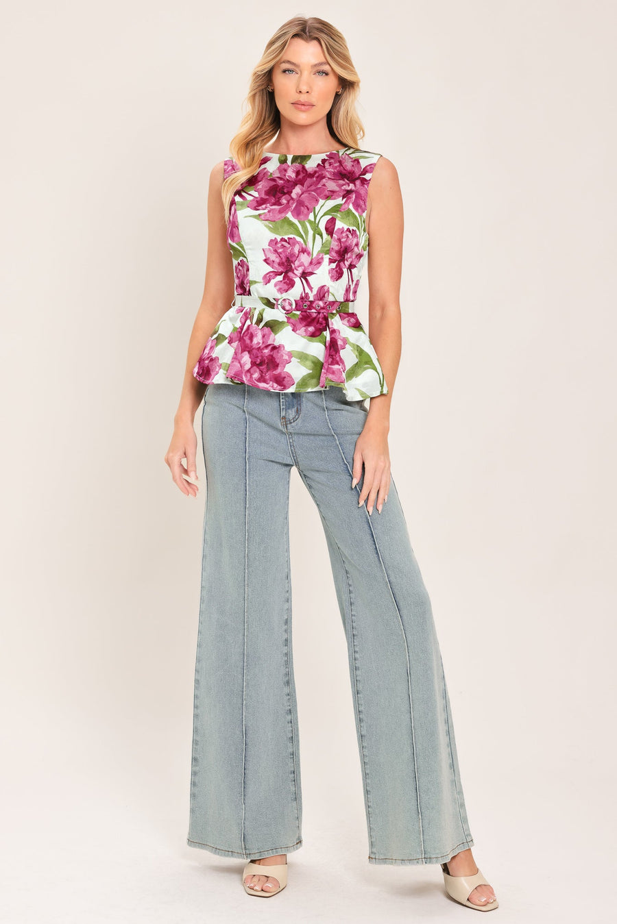 ROMANTIC ROSE PEPLUM WOVEN TOP - Glamourous Grace