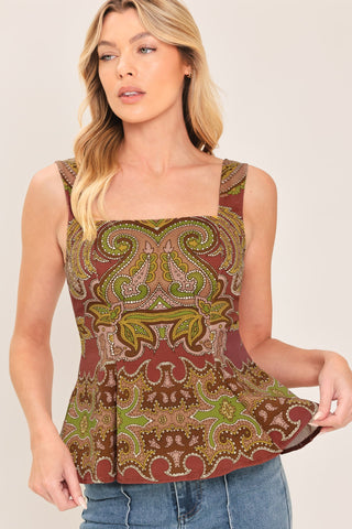 RUSTIC MEDALLION WOVEN TOP