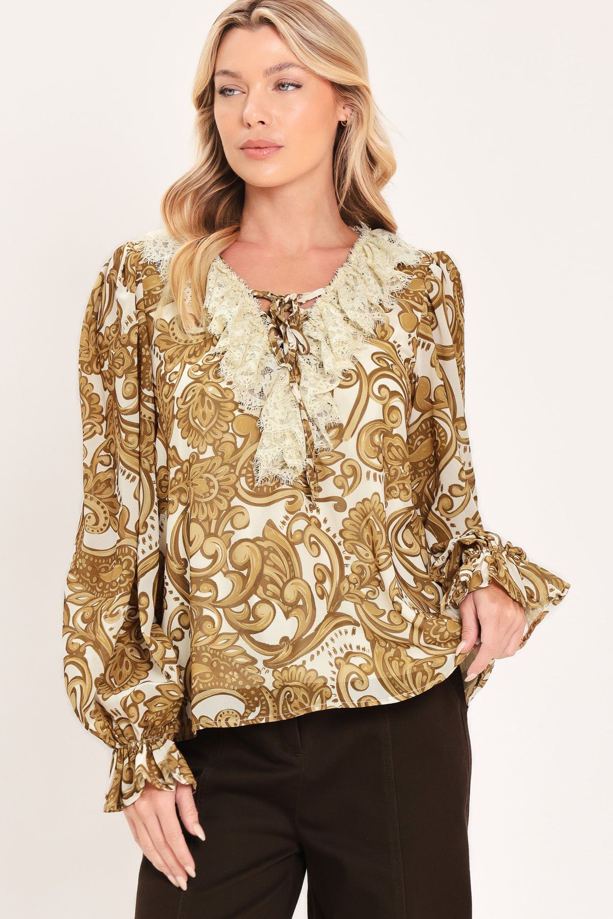 BUTTERCREAM BROCADE BEAUTY WOVEN TOP - Glamourous Grace