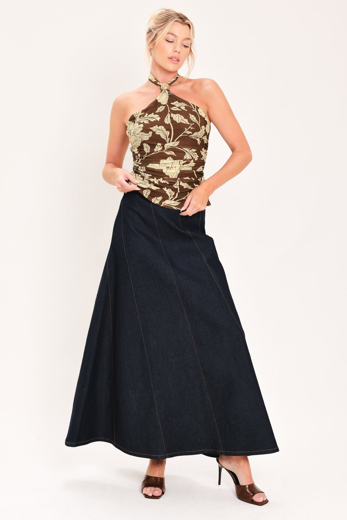 EARTHY FLORAL TEMPTATION POWER MESH TOP - Glamourous Grace