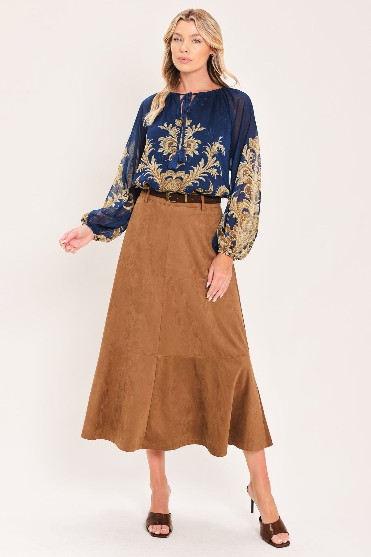 MIDNIGHT HERITAGE FLOW WOVEN TOP - Glamourous Grace