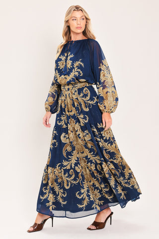 MIDNIGHT HERITAGE FLOW WOVEN TOP