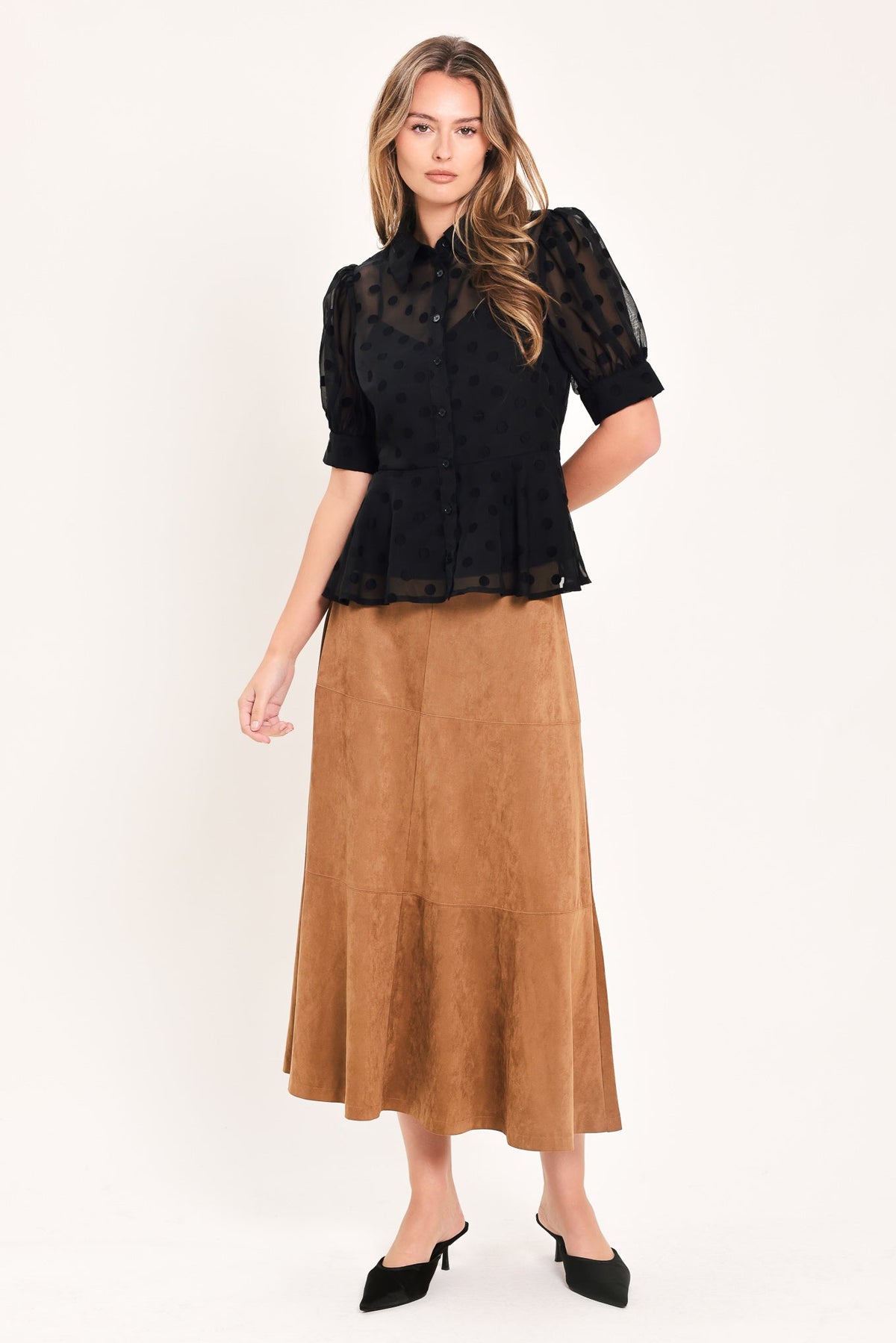 POLKA VEIL ROMANCE WOVEN TOP - Glamourous Grace