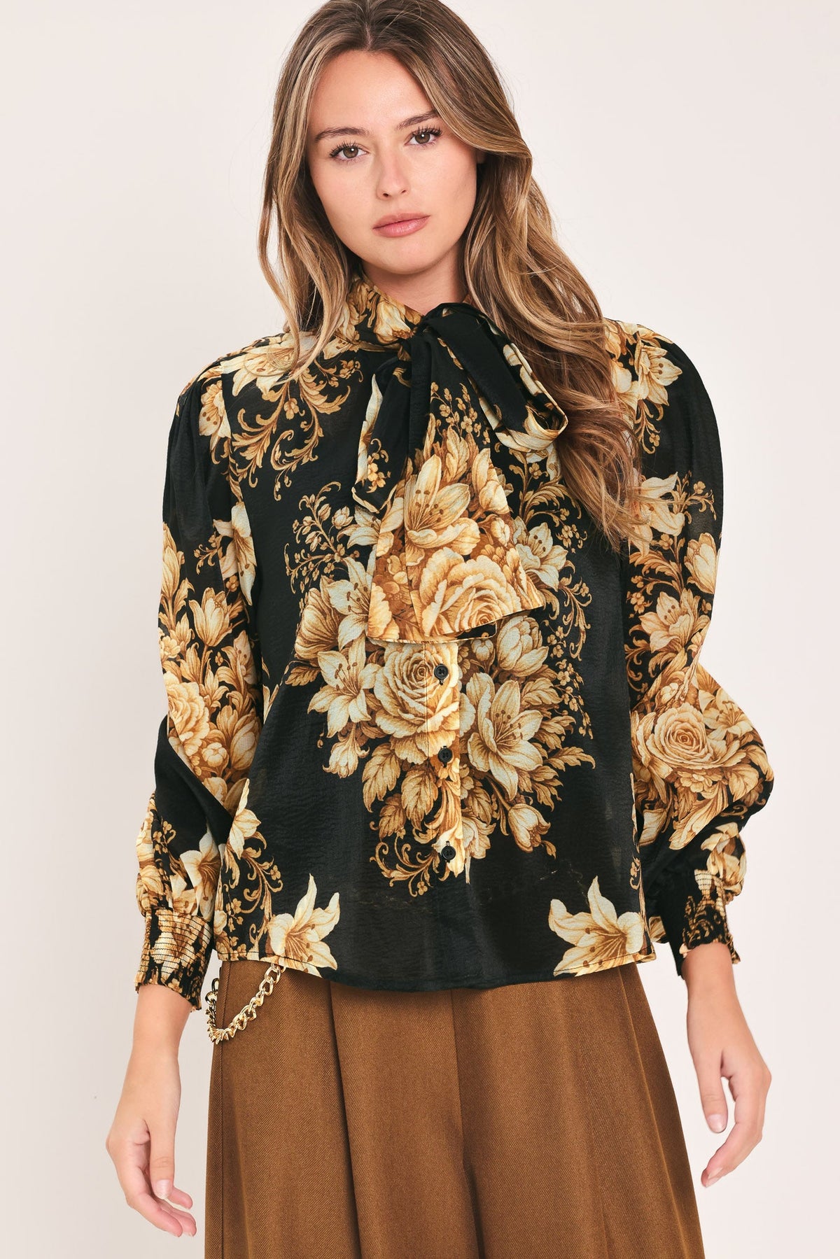 MOONLIT GARDEN BOW TIE BLOUSE - Glamourous Grace