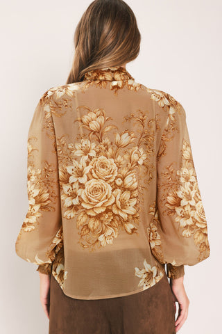 MOONLIT GARDEN BOW TIE BLOUSE