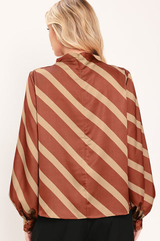 TOFFEE DIAGONAL FLOW WOVEN TOP