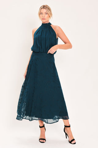 TEAL SHADOW SWAY WOVEN JACQUARD TOP