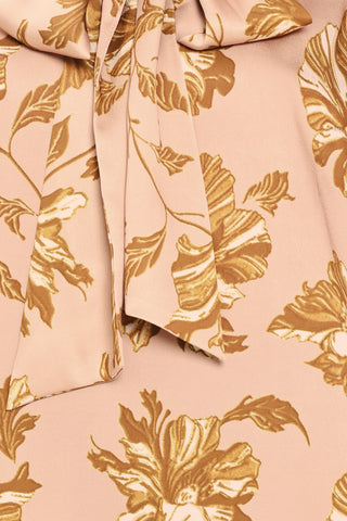 MAUVE MOMENT MAUVE PRINTED TIE-FRONT BLOUSE