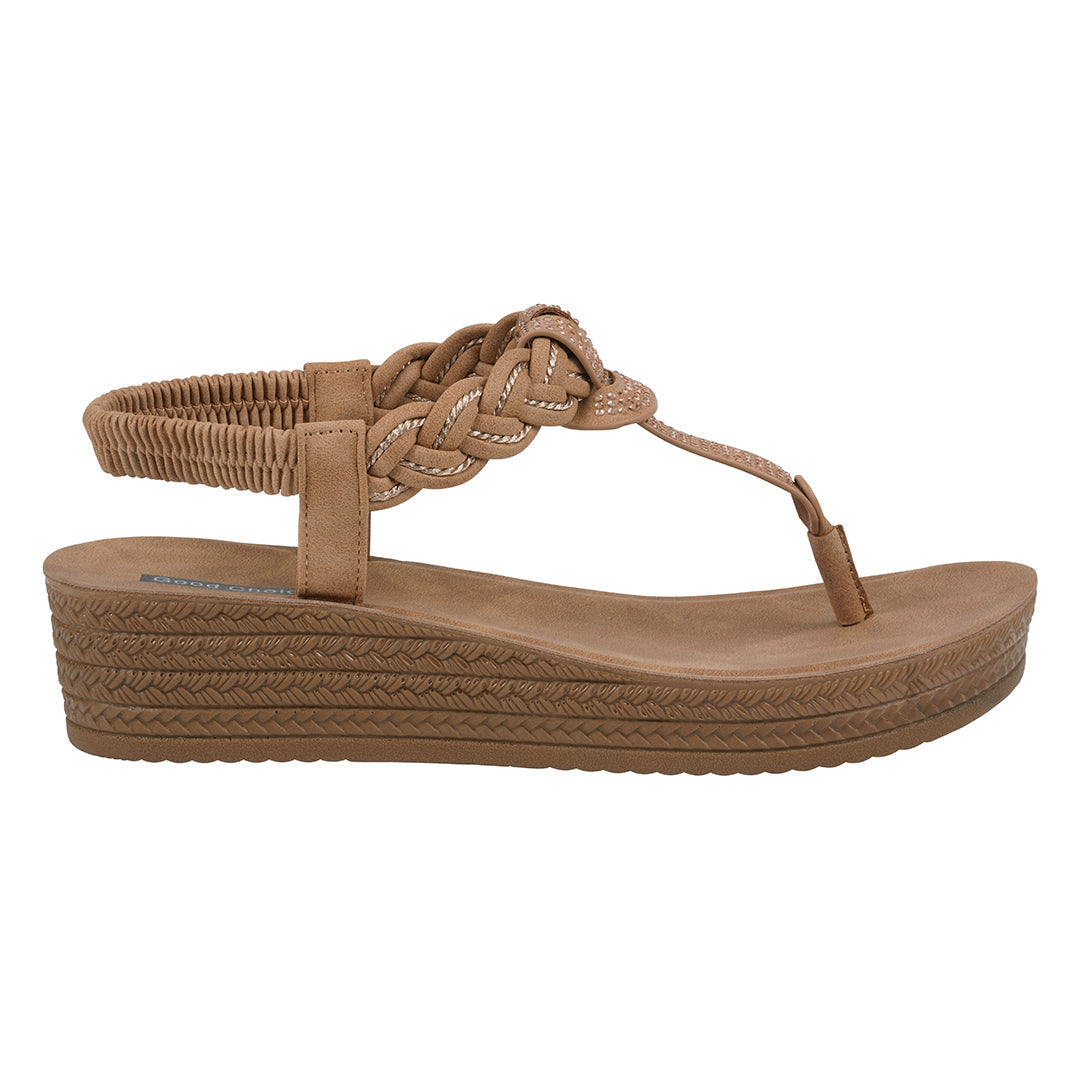 Women's Ivana Tan Embellished Cross Strap Wedge Sandals - Glamourous Grace