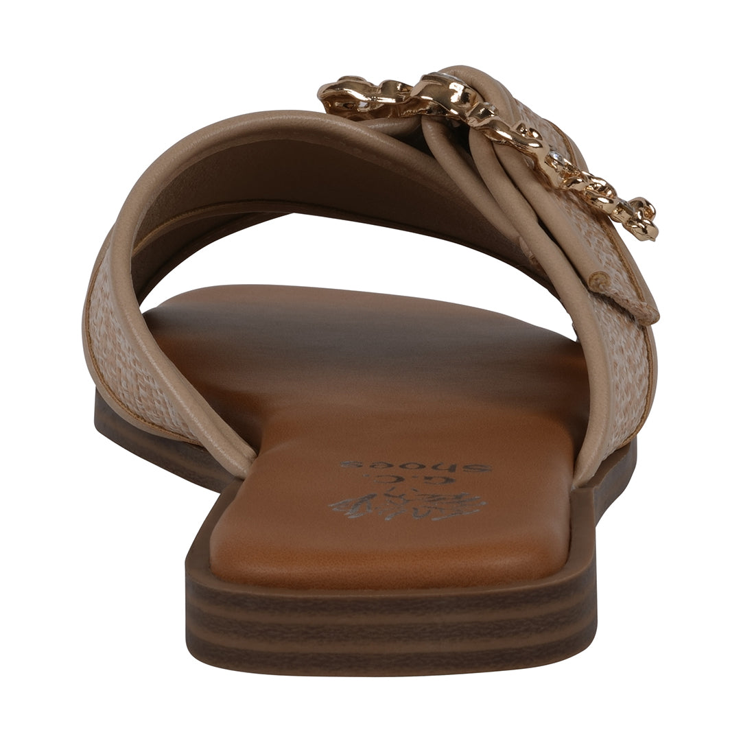 Women's Ivy Natural Woven Flat Sandals - Glamourous Grace
