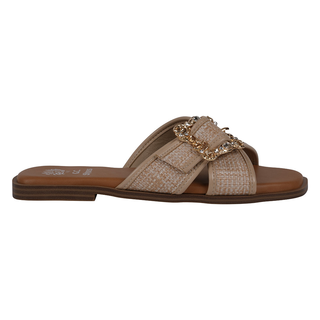 Women's Ivy Natural Woven Flat Sandals - Glamourous Grace