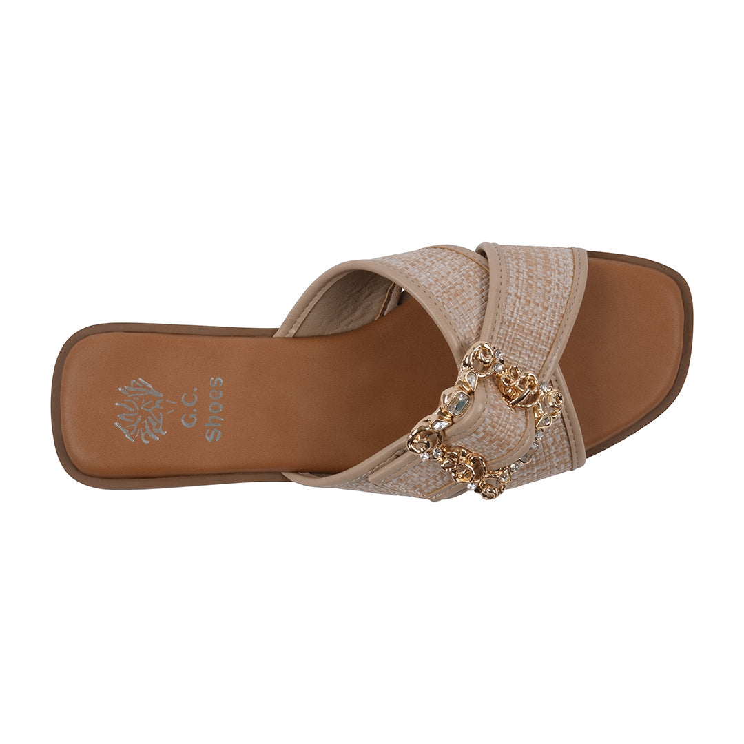 Women's Ivy Natural Woven Flat Sandals - Glamourous Grace