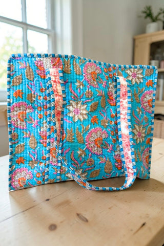 SC - Beck Bright Blue Floral Tote Bag - Glamourous Grace