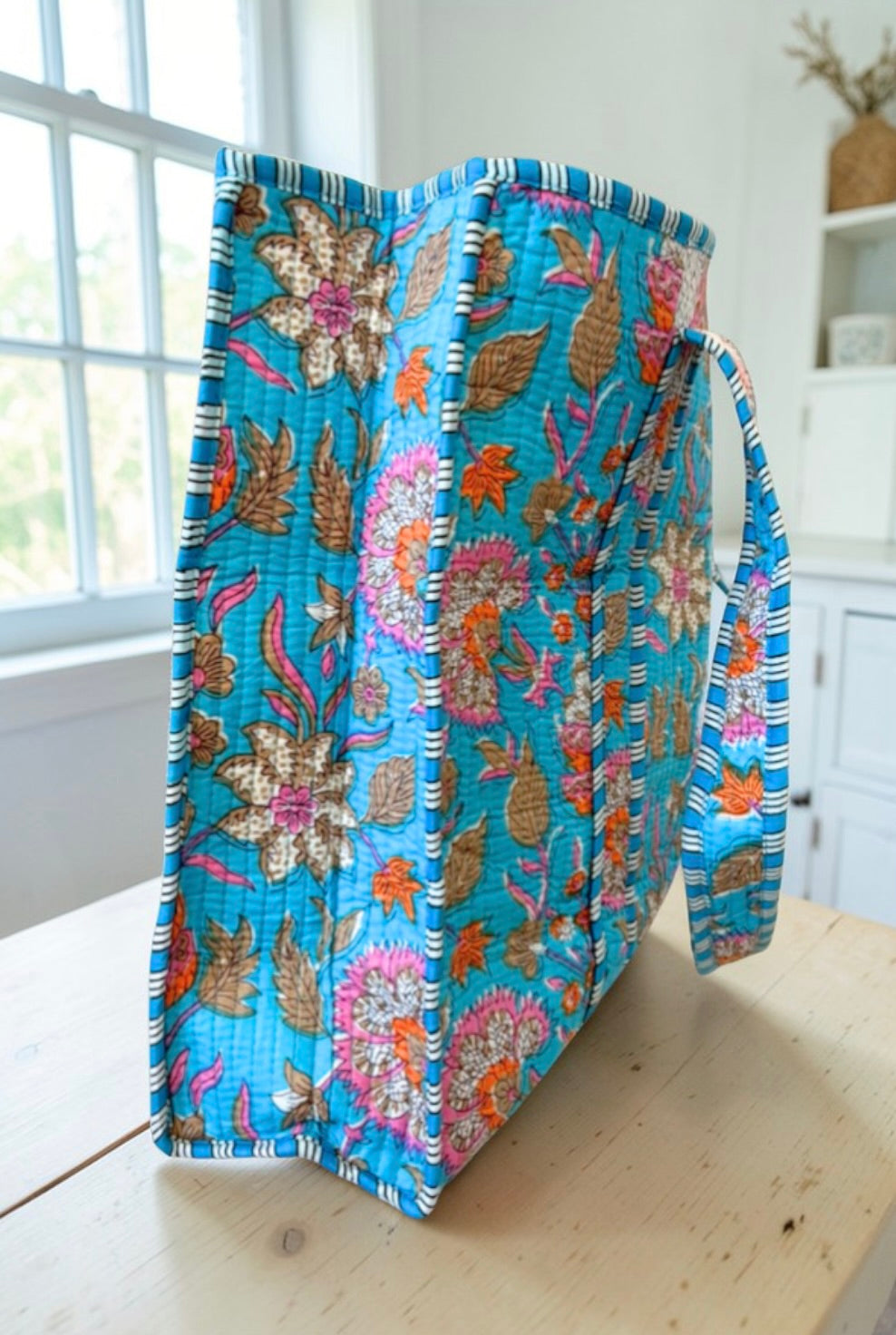 SC - Beck Bright Blue Floral Tote Bag - Glamourous Grace