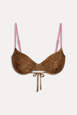 Ireland Satin Underwire Bikini Top Vintage Cheetah