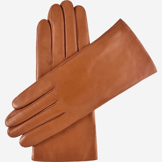 Isabella (cognac) - Italian lambskin leather gloves with cashmere lining - Glamourous Grace