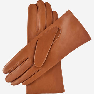 Isabella (cognac) - Italian lambskin leather gloves with cashmere lining - Glamourous Grace