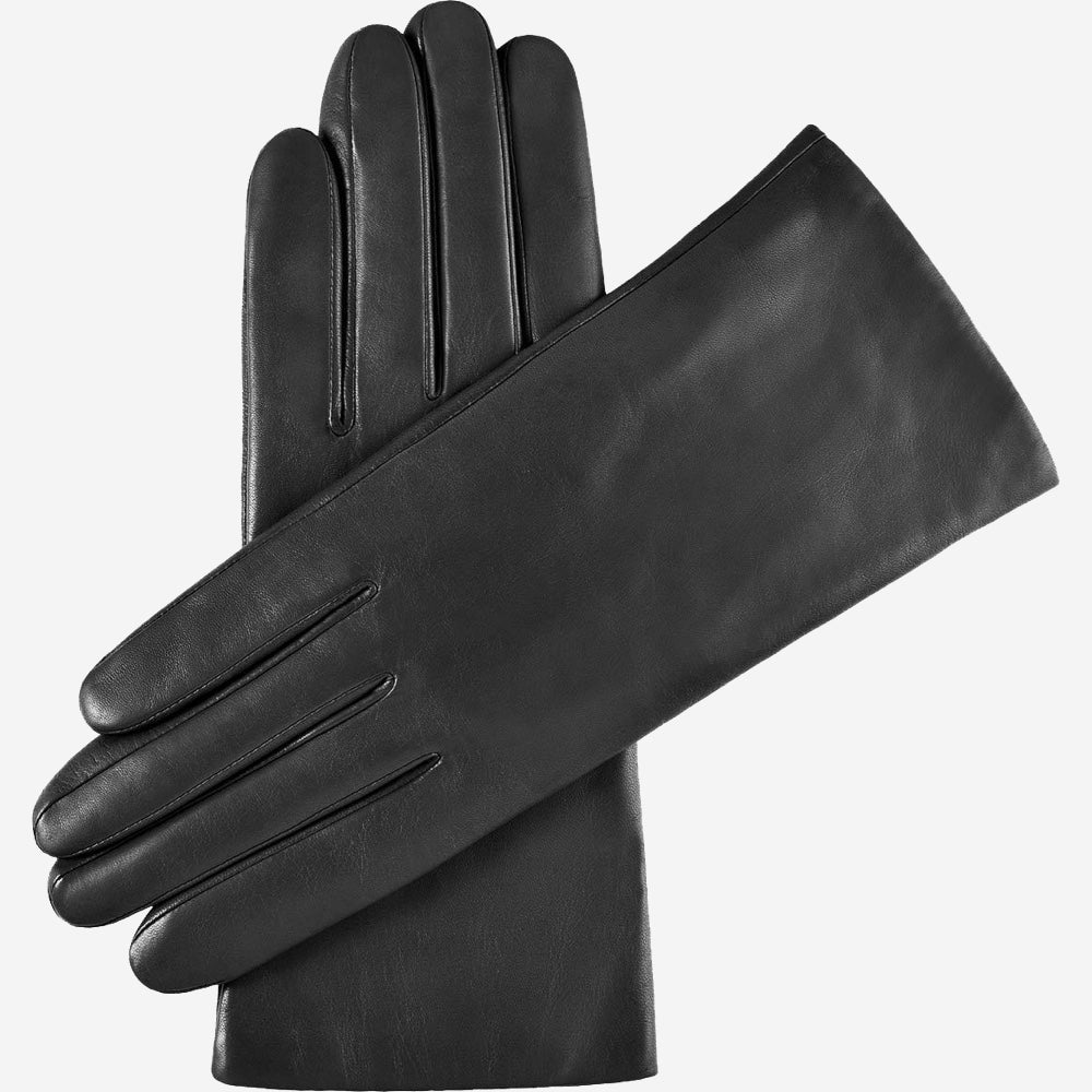 Isabella (black) - Italian lambskin leather gloves with cashmere lining & touchscreen feature - Glamourous Grace