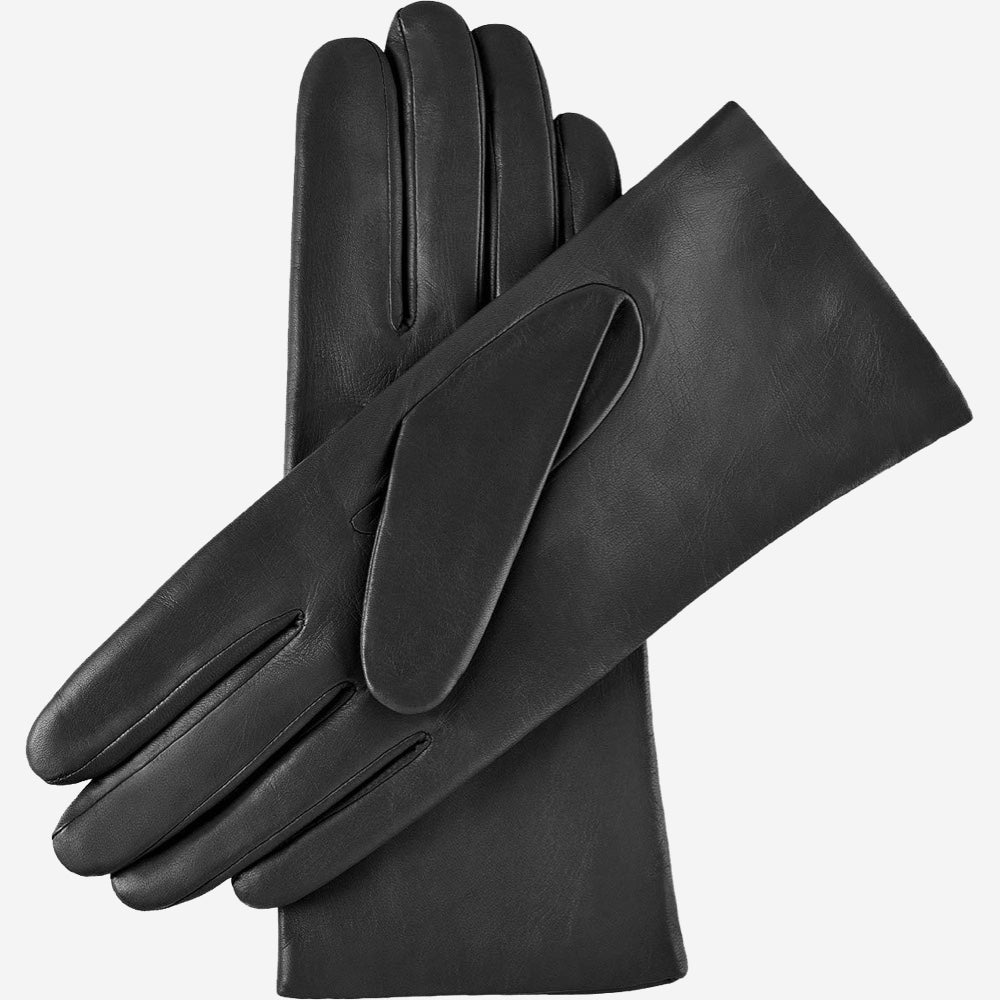 Isabella (black) - Italian lambskin leather gloves with cashmere lining - Glamourous Grace