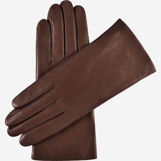 Isabella (brown) - Italian lambskin leather gloves with cashmere lining & touchscreen feature - Glamourous Grace