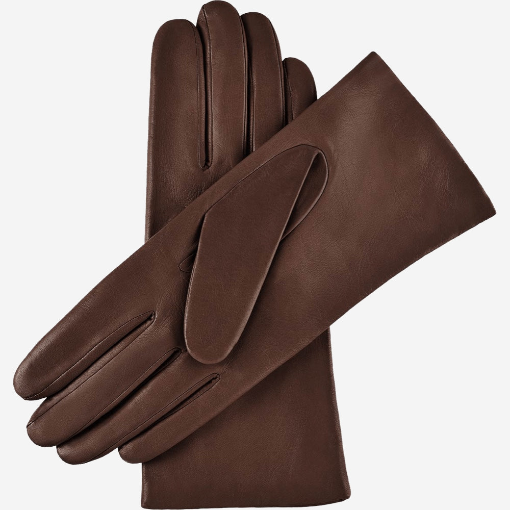 Isabella (brown) - Italian lambskin leather gloves with cashmere lining & touchscreen feature - Glamourous Grace