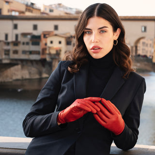 Isabella (red) - Italian lambskin leather gloves with cashmere lining - Glamourous Grace