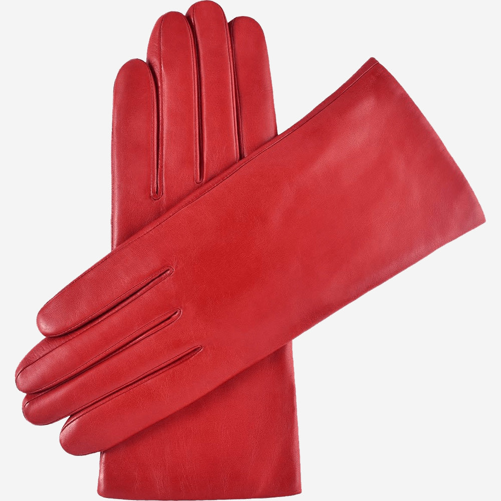 Isabella (red) - Italian lambskin leather gloves with cashmere lining - Glamourous Grace