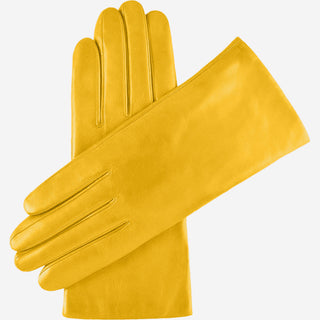 Isabella (yellow) - Italian lambskin leather gloves with luxurious cashmere lining - Glamourous Grace