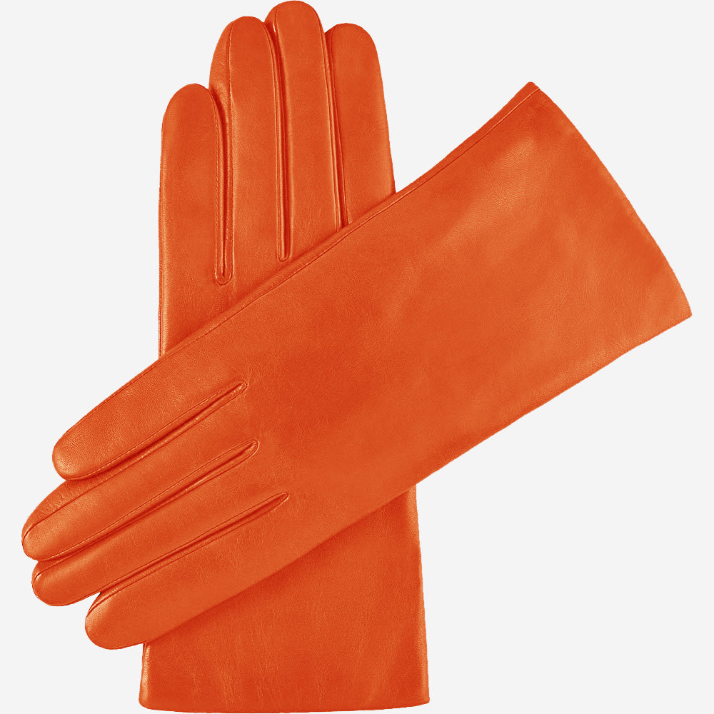 Isabella (orange) - Italian lambskin leather gloves with luxurious cashmere lining - Glamourous Grace