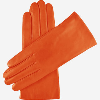 Isabella (orange) - Italian lambskin leather gloves with luxurious cashmere lining - Glamourous Grace