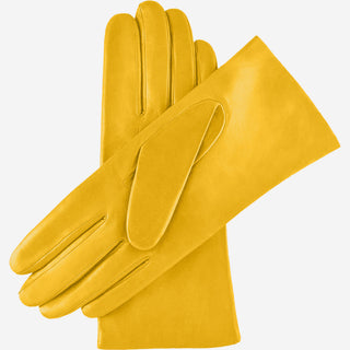 Isabella (yellow) - Italian lambskin leather gloves with luxurious cashmere lining - Glamourous Grace