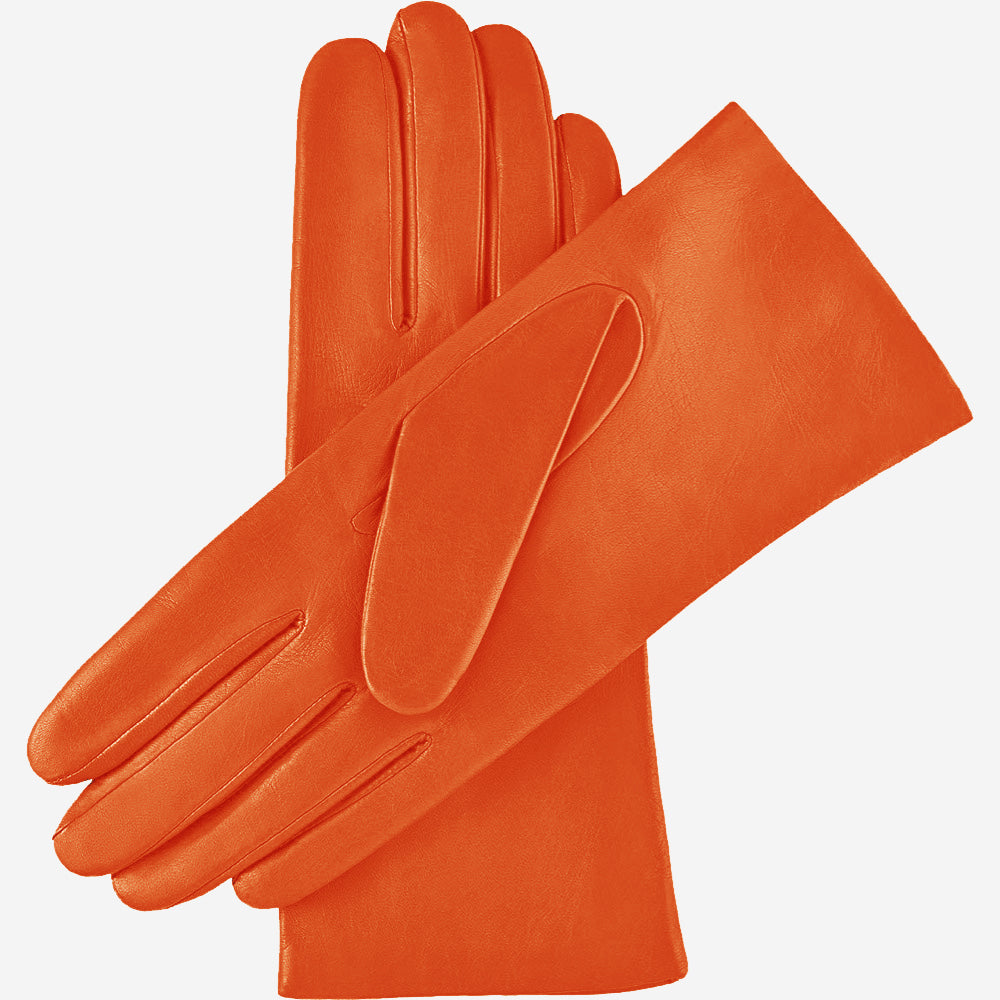 Isabella (orange) - Italian lambskin leather gloves with luxurious cashmere lining - Glamourous Grace