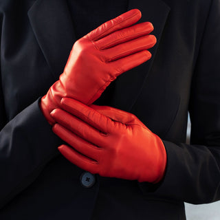 Isabella (red) - Italian lambskin leather gloves with cashmere lining - Glamourous Grace