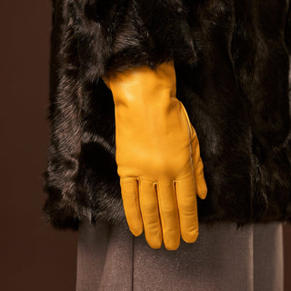 Isabella (yellow) - Italian lambskin leather gloves with luxurious cashmere lining - Glamourous Grace
