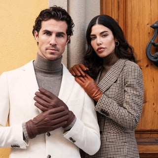 Isabella (cognac) - Italian lambskin leather gloves with cashmere lining - Glamourous Grace