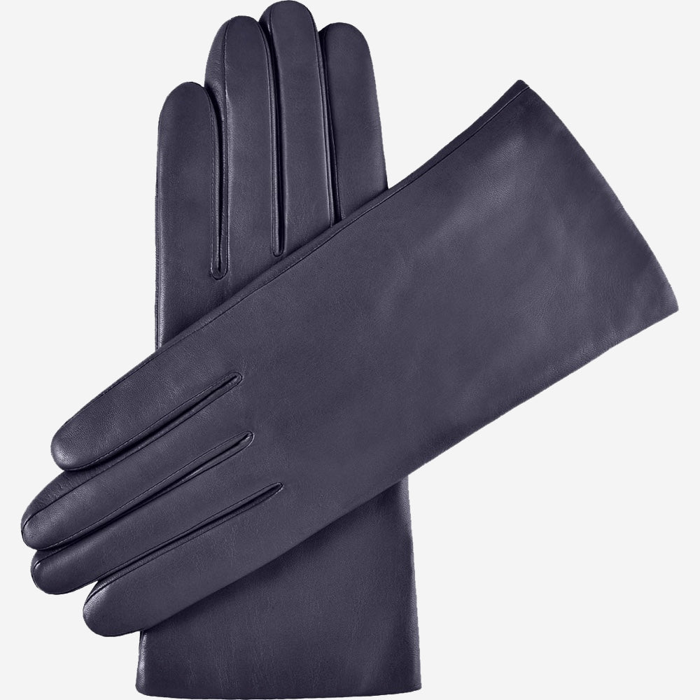 Isabella (navy) - Italian lambskin leather gloves with cashmere lining - Glamourous Grace