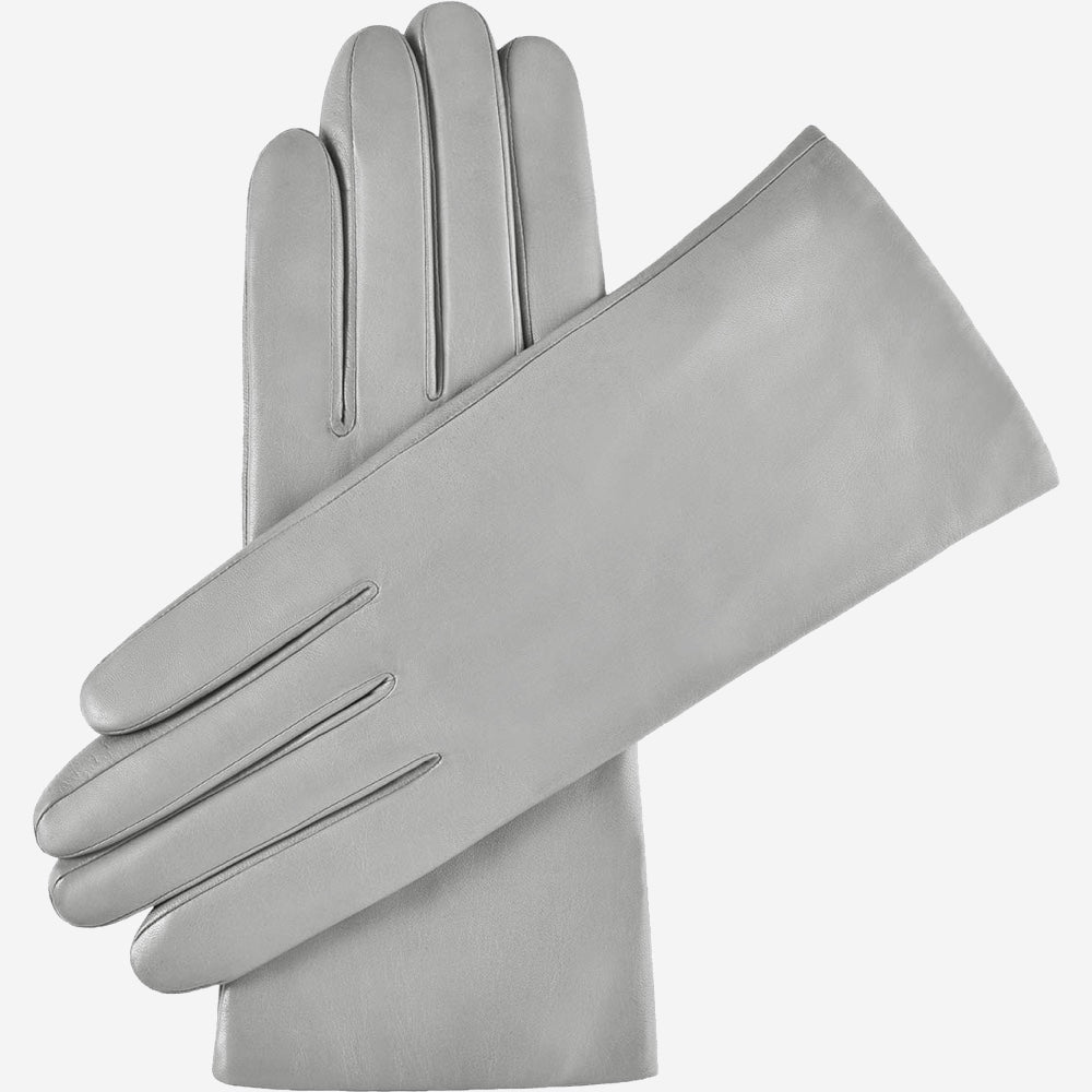 Isabella (grey) - Italian lambskin leather gloves with cashmere lining - Glamourous Grace