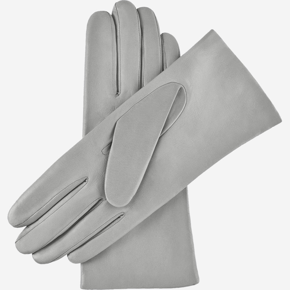 Isabella (grey) - Italian lambskin leather gloves with cashmere lining - Glamourous Grace