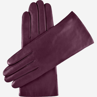 Isabella (eggplant) - Italian lambskin leather gloves with cashmere lining - Glamourous Grace