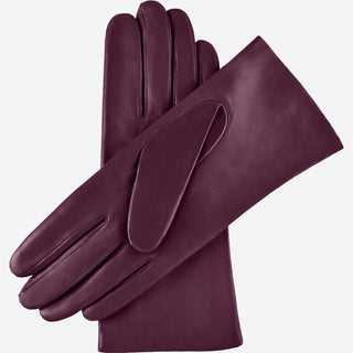 Isabella (eggplant) - Italian lambskin leather gloves with cashmere lining - Glamourous Grace