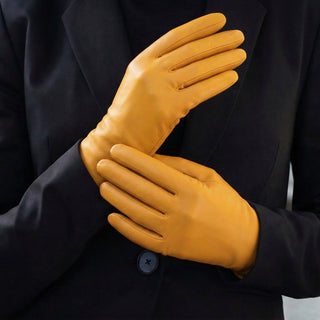 Isabella (yellow) - Italian lambskin leather gloves with cashmere lining - Glamourous Grace