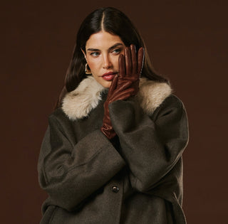 Isabella (brown) - Italian lambskin leather gloves with cashmere lining - Glamourous Grace