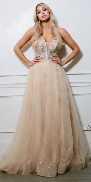 CLEARANCE - Nox Anabel J411 Embellished Formal Ball Gown Crisscross Back (Size 4)