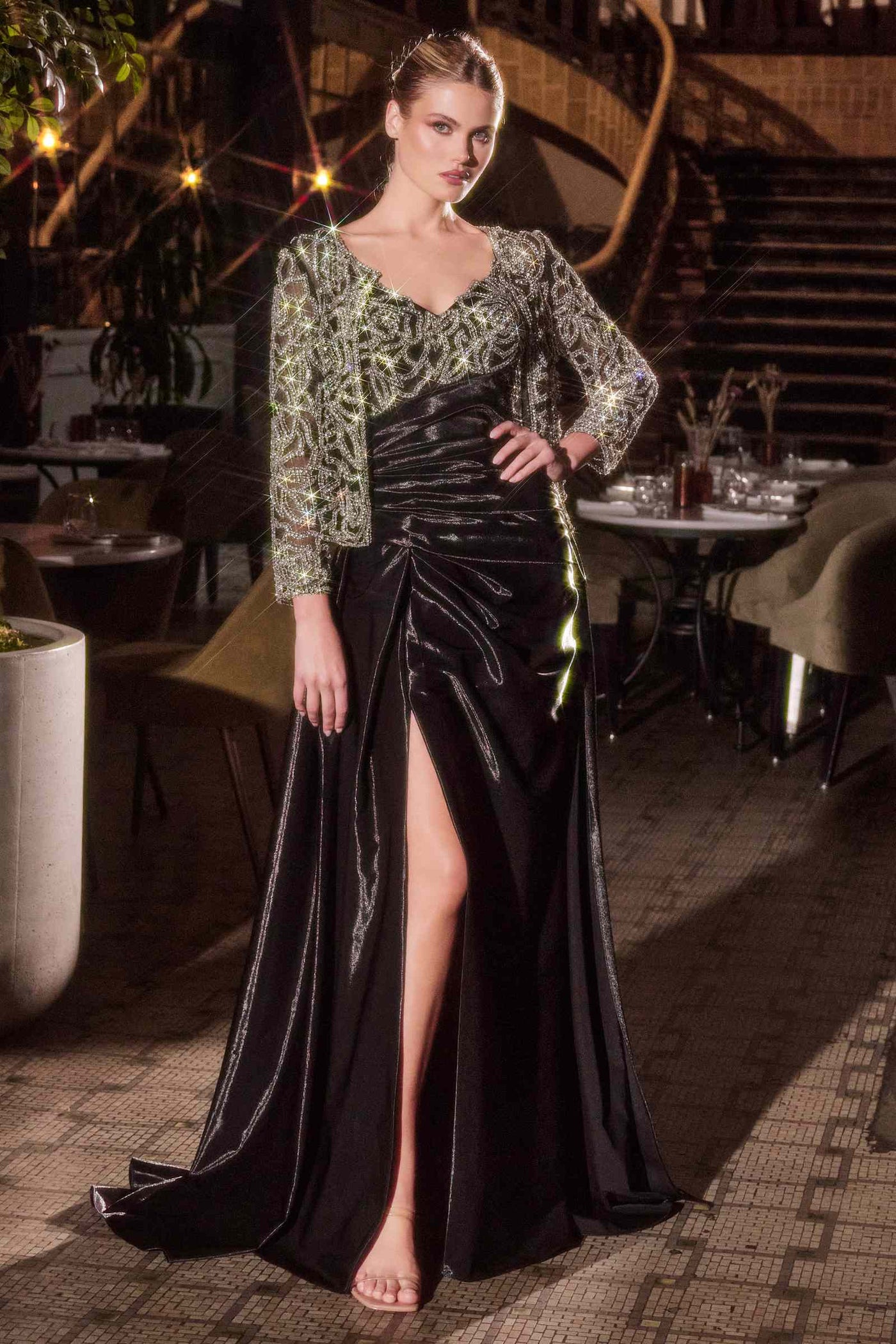 Ladivine J882 Formal Mother of the Bride Gown with Removable Jacket - Glamourous Grace