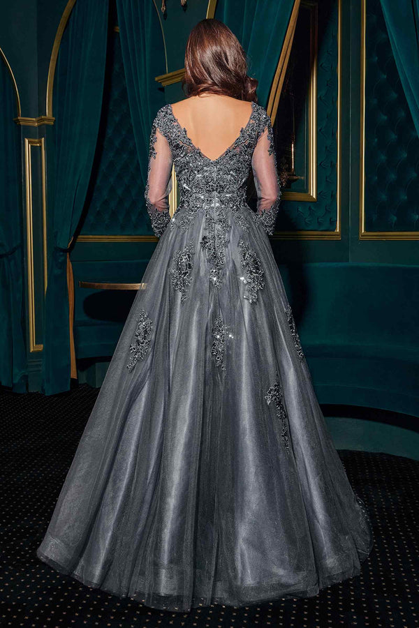 Ladivine J883 Mother of the Bride A-Line Ball Gown Long Sleeve - Glamourous Grace