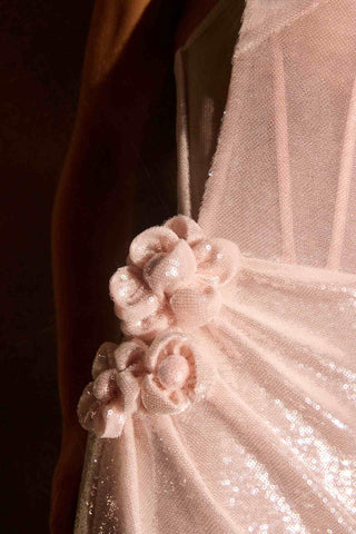 Ladivine J905 Sleek Strapless Sequin Side Illusion Modern Fitted Gown
